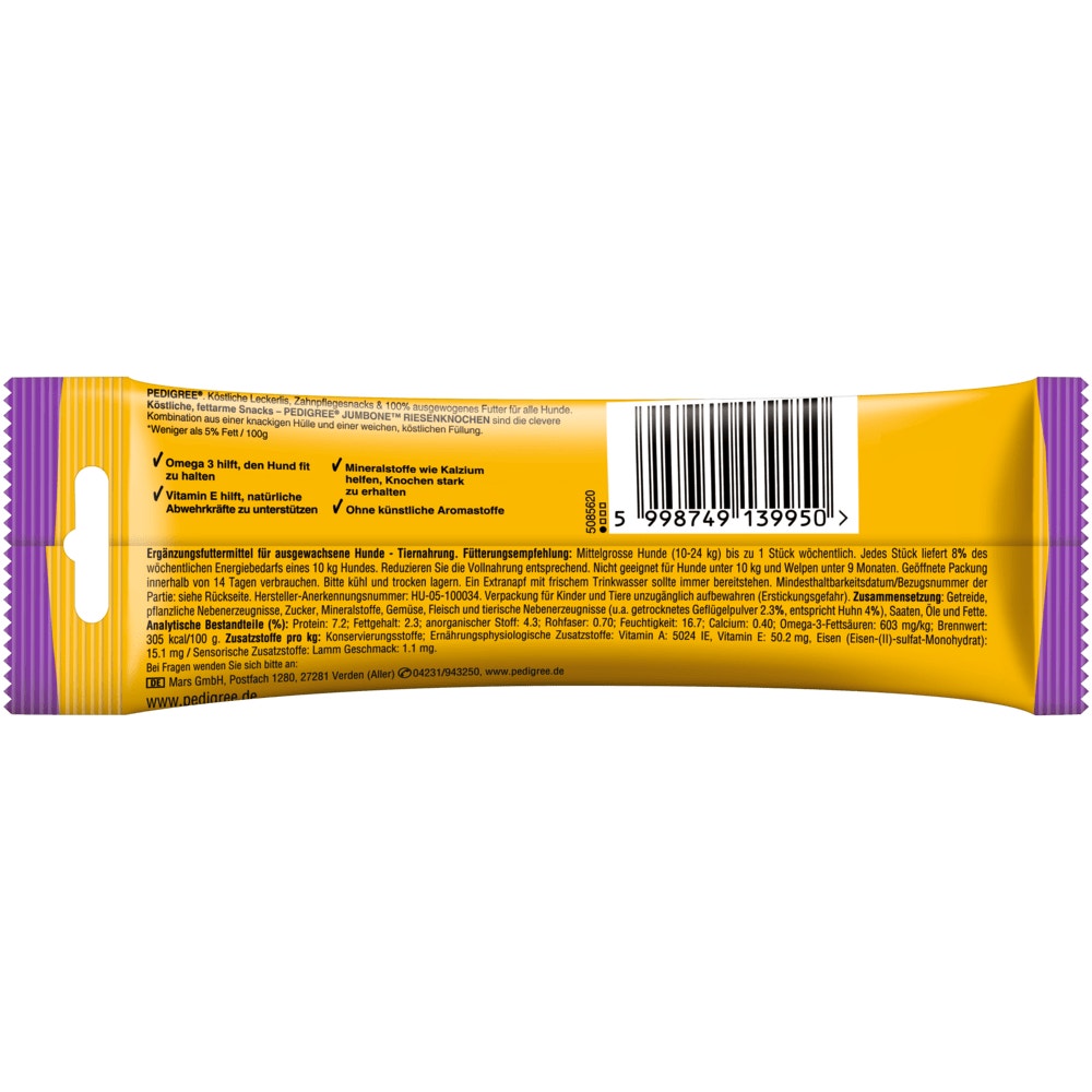 PEDIGREE® JUMBONE™ Riesenknochen Medium mit Huhn & Lamm Geschmack, 2 Stück