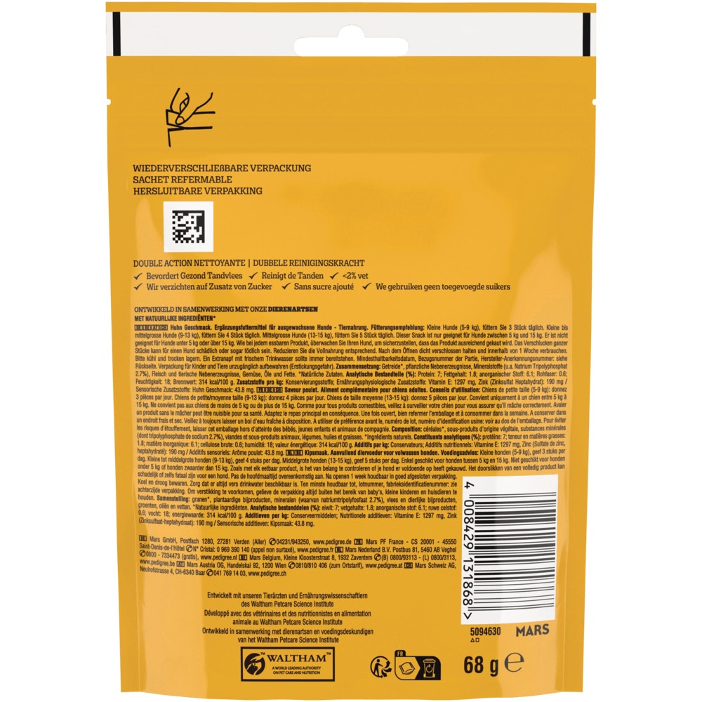 PEDIGREE® DENTASTIX™ CHEWY CHUNX™ mit Huhn Geschmack, Mini 5-15kg, 68g
