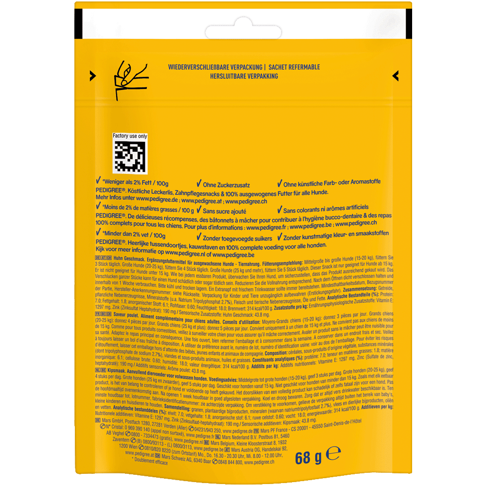 PEDIGREE® DENTASTIX™ CHEWY CHUNX™ mit Huhn Geschmack, Maxi 15kg+, 68g