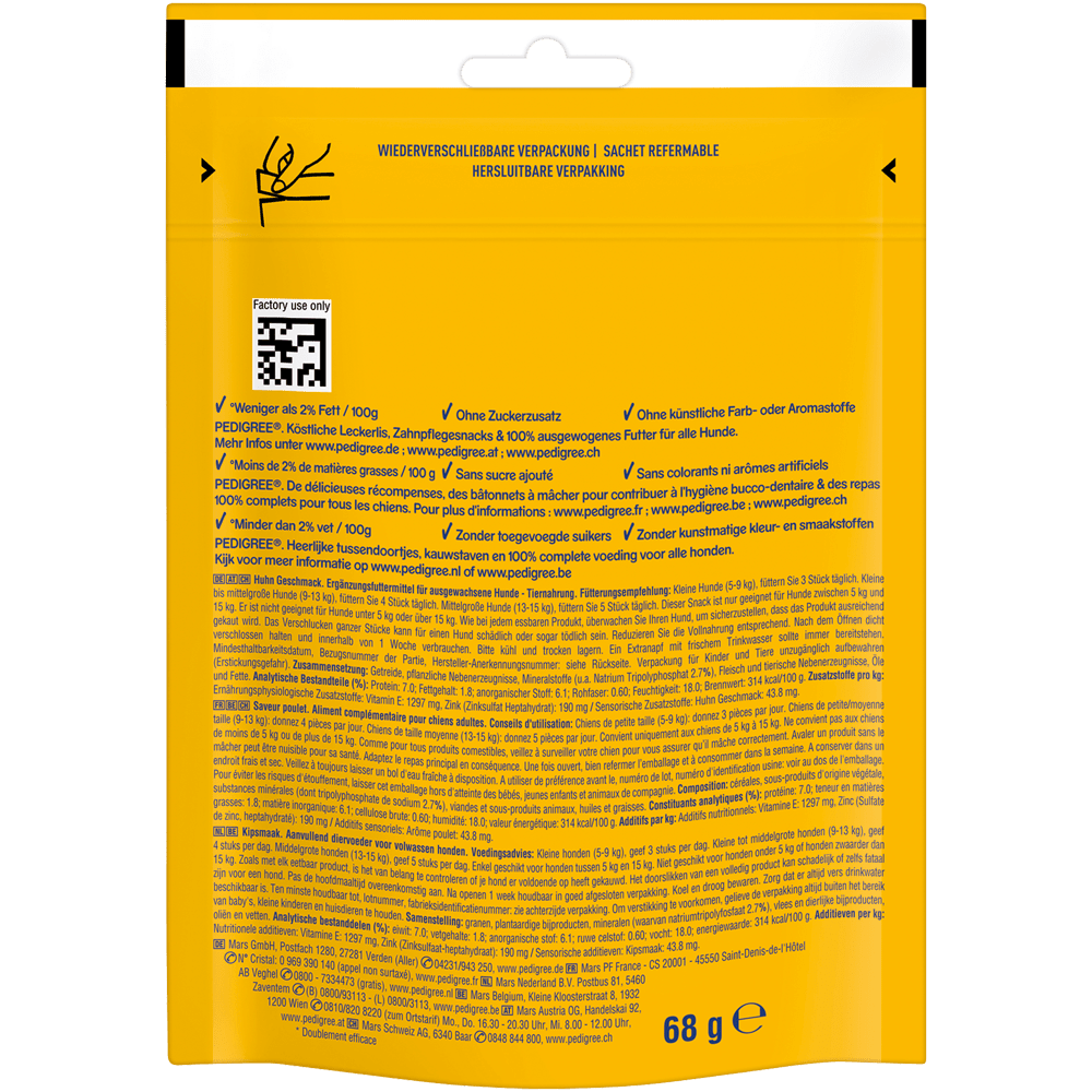 PEDIGREE® DENTASTIX™ CHEWY CHUNX™ mit Huhngeschmack, Mini 5-15kg, 68g