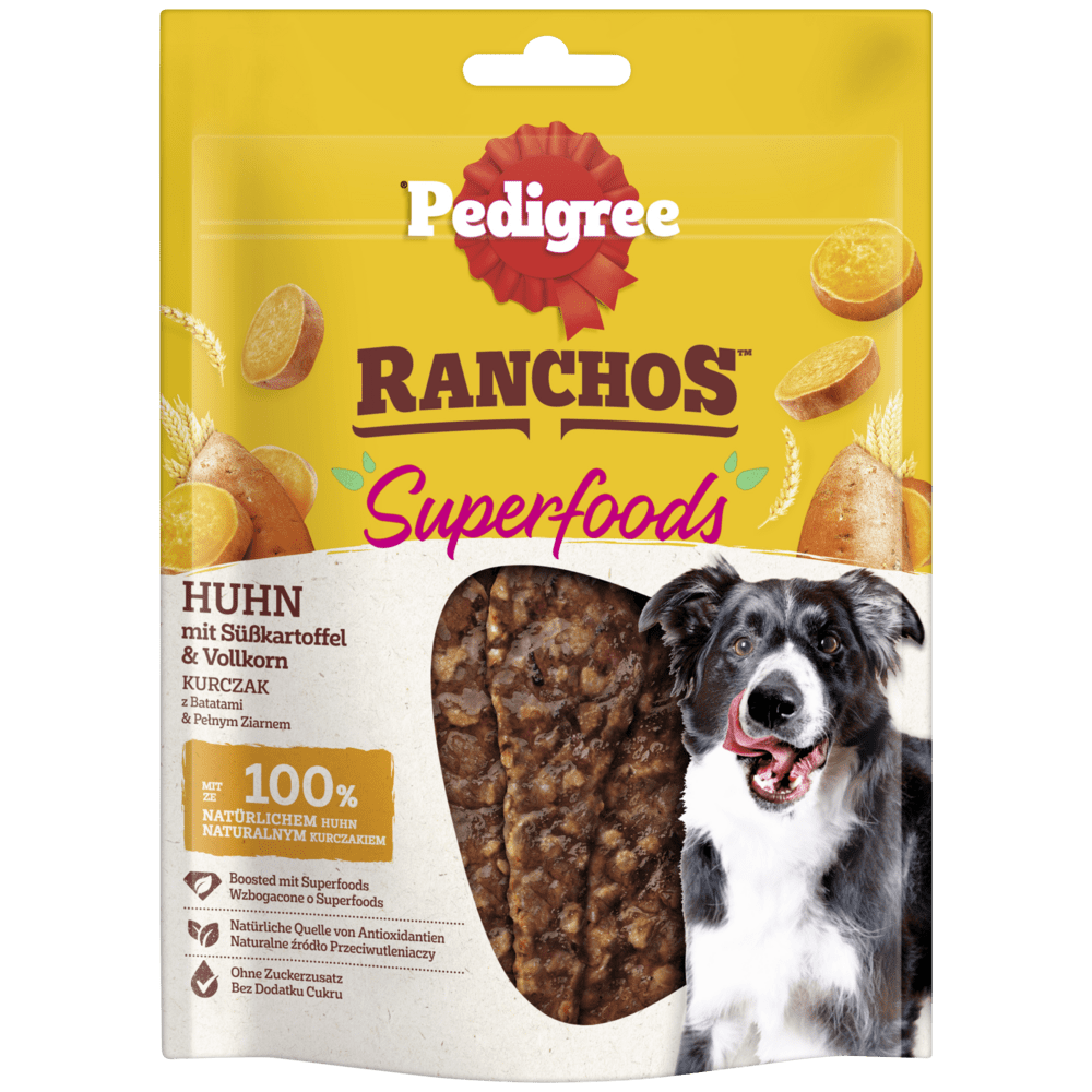 PEDIGREE® RANCHOS™ Superfoods Huhn mit Süßkartoffel & Vollkorn, 70g