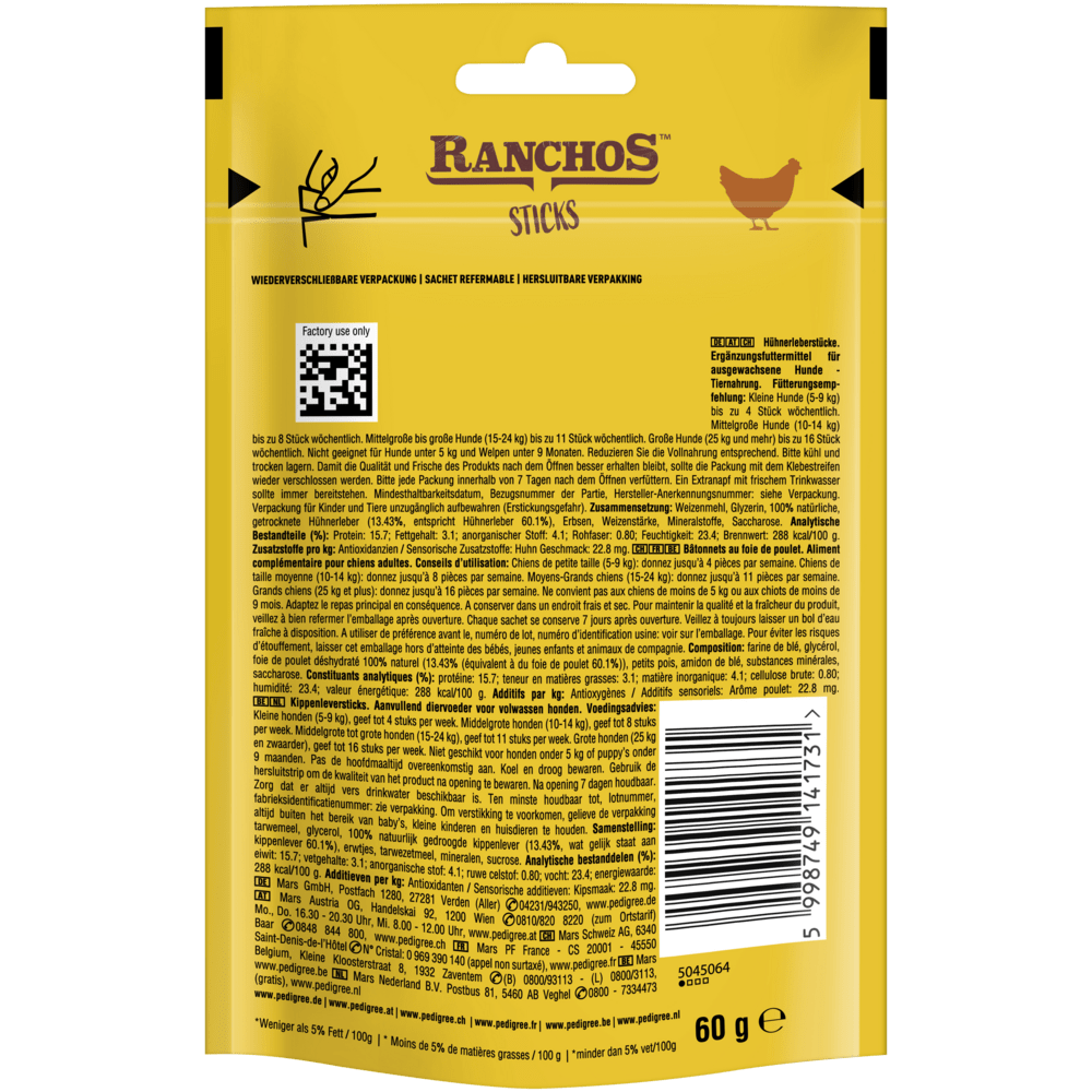 PEDIGREE® RANCHOS™ Sticks, 60g