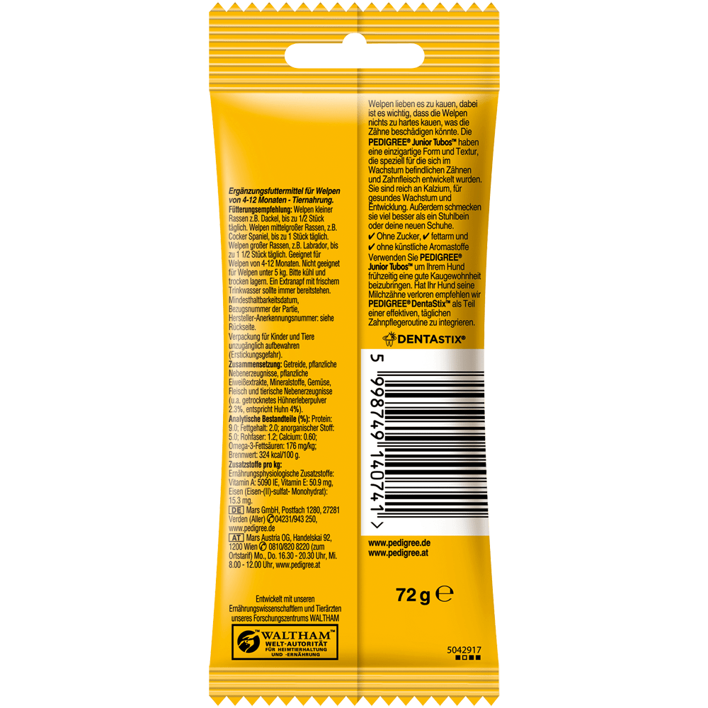 PEDIGREE® TUBOS™ Junior mit Huhn, 3 Stück