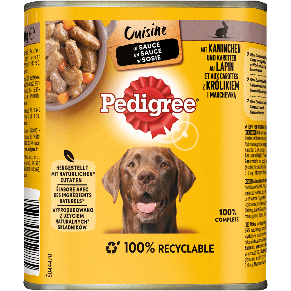 PEDIGREE® Cuisine in Sauce mit Kaninchen und Karotten, Dose 800g