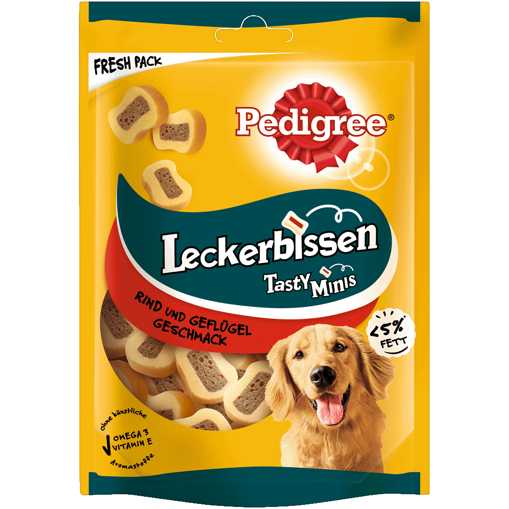 PEDIGREE® Leckerbissen Tasty Minis mit Rind & Geflügel Geschmack, 155g