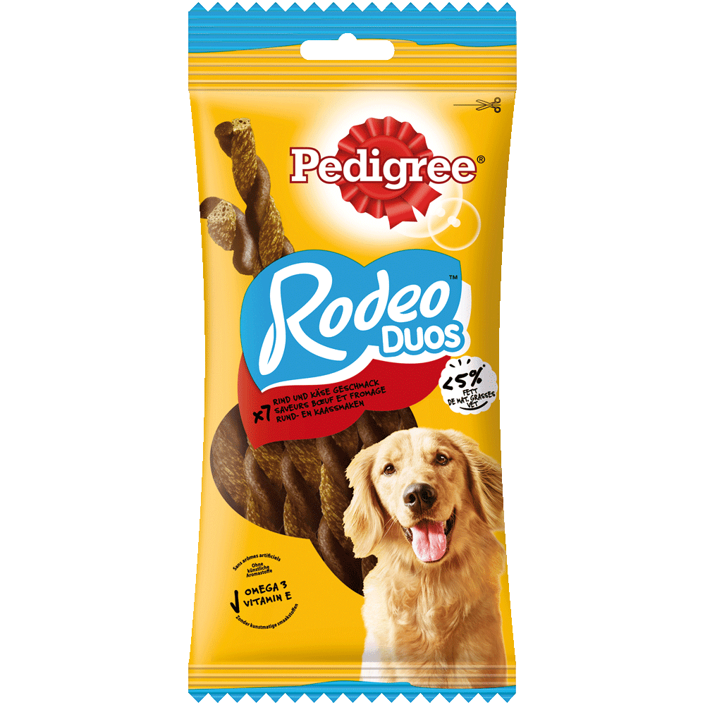 PEDIGREE® RODEO™ Duos mit Rind und Käse Geschmack, 7 Stück