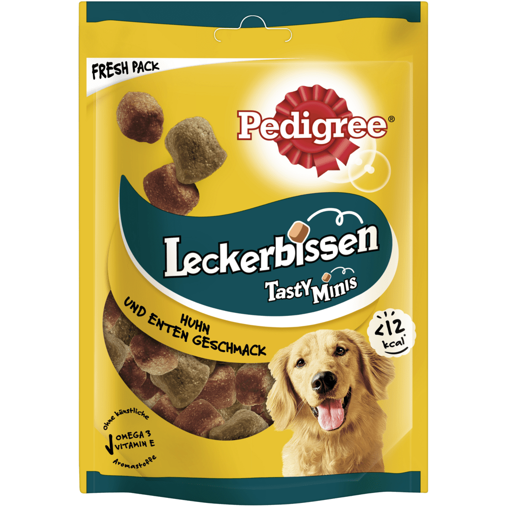 PEDIGREE® Leckerbissen Tasty Minis mit Huhn & Enten Geschmack, 130g