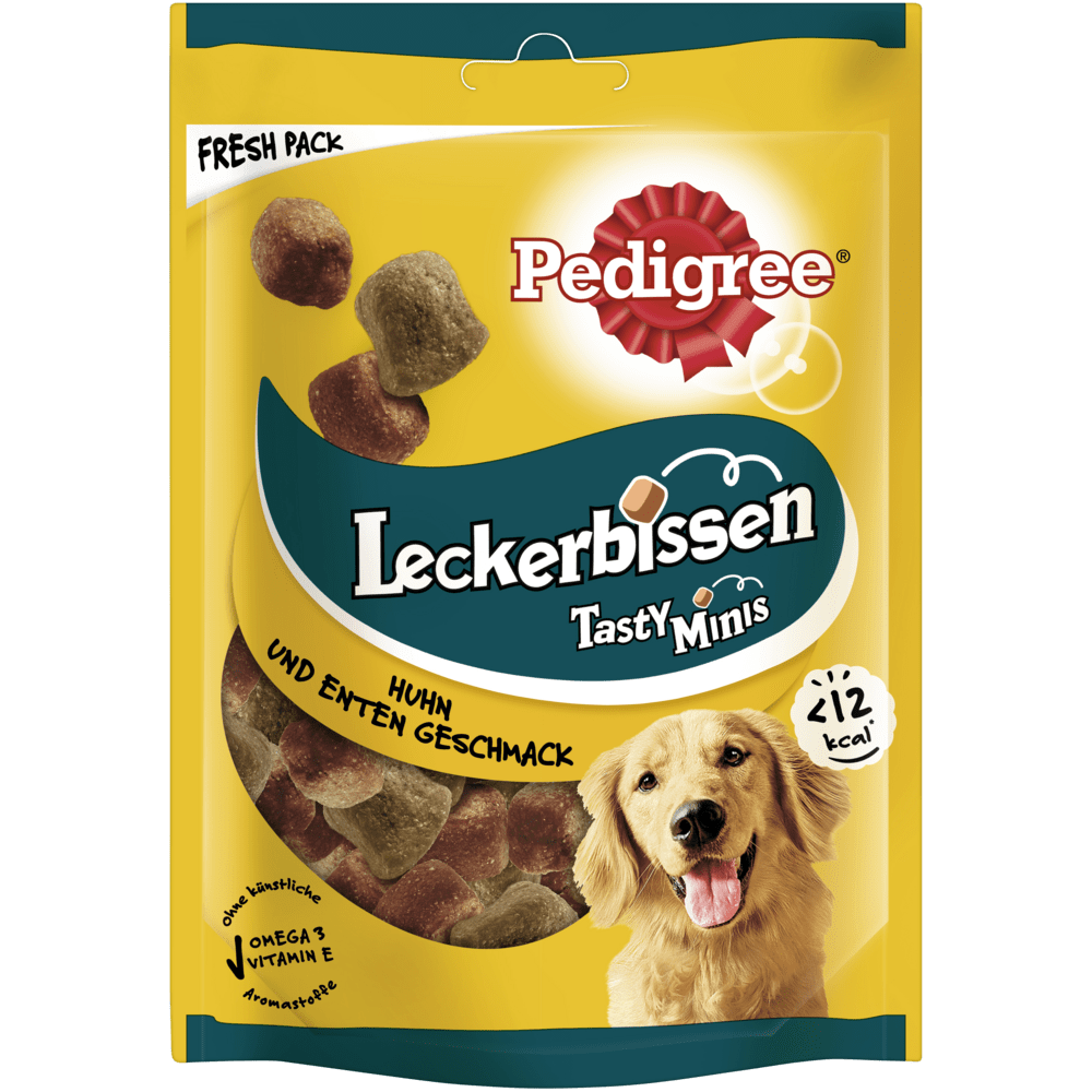 PEDIGREE® Leckerbissen Tasty Minis mit Huhn und Enten Geschmack, 130g