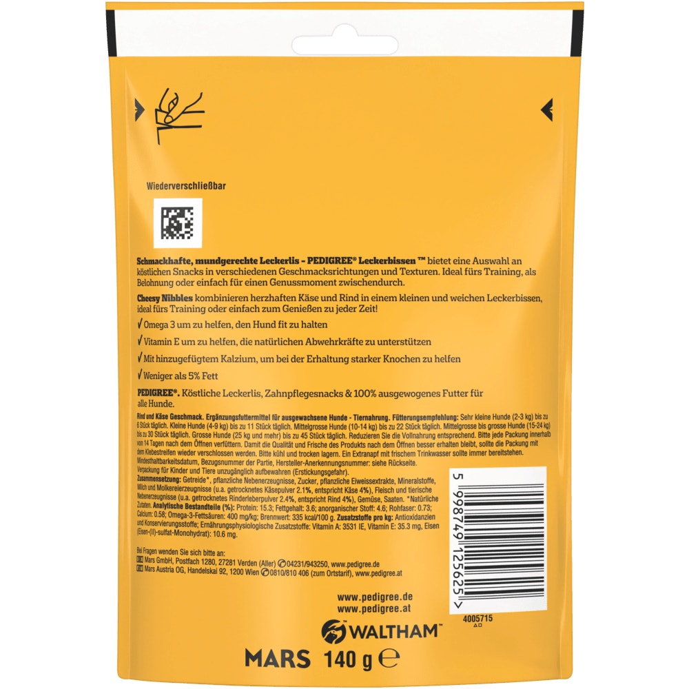 PEDIGREE® Leckerbissen Tasty Minis mit Rind & Käse Geschmack, 140g