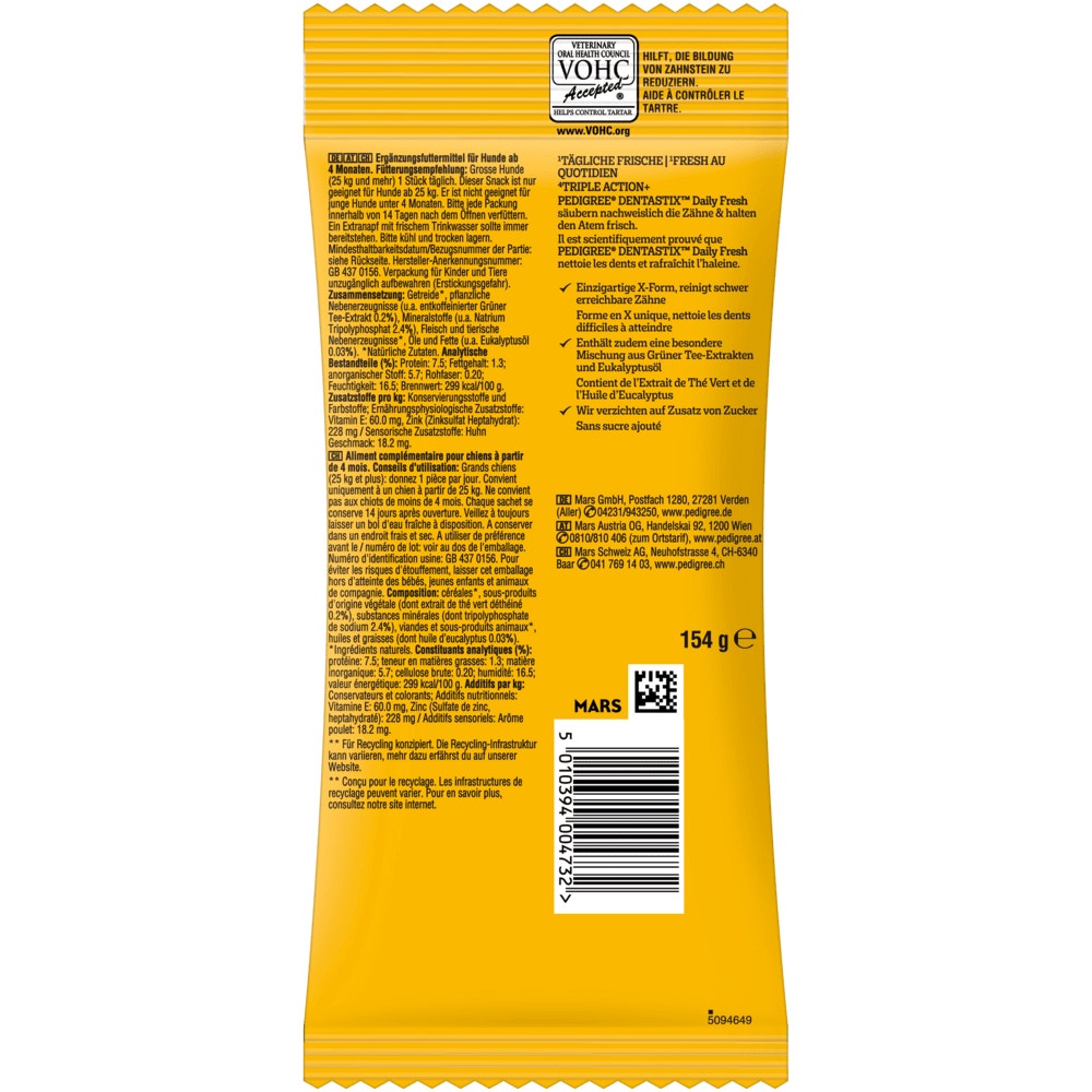 PEDIGREE® DENTASTIX™ Daily Fresh, grosse Hunde, 4, 21 & 28 Stück