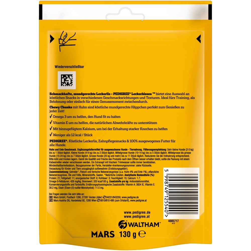 PEDIGREE® Leckerbissen Tasty Minis mit Huhn & Enten Geschmack, 130g