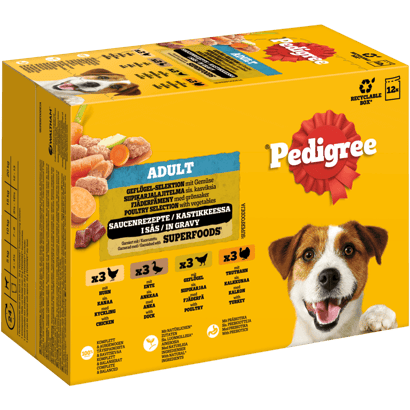 Multipack Portionsbeutel Geflügel-Selektion 4 Varietäten Huhn, Ente, Geflügel, Truthahn in Sauce